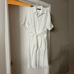NWT Lauren by Ralph Lauren white linen shirt dress size 12 wrap detail